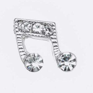 NEW TRENDY RHODIUM SMALL DAINTY CRYSTAL MUSIC NOTE STUDS